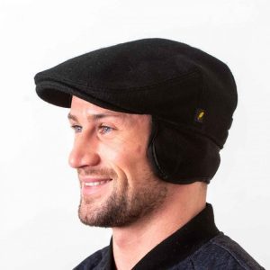 Hatman – The Dubliner Ear Flap Cap (Black) Large