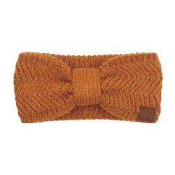 C.C HW-9000 – Knitted Chevron Ptrn Headwrap with Bow Knot (Golden Camel)