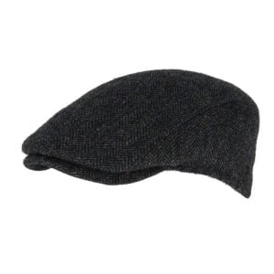 Flechet 1H167 Blue 100% pure wool cap with herringbone weave –  for men