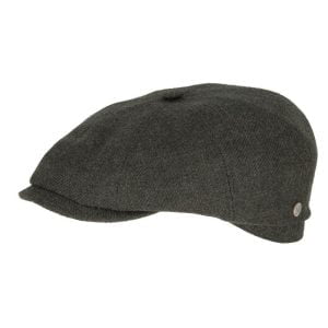 Flechet 1H176 Khaki 100% pure wool cap with matching top button-for men