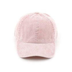Stone washed curduroy baseball cap with criss-cross back, Rose