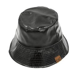 C.C BK-4038 – Vegan Leather Shiny Bucket Hat (Black)