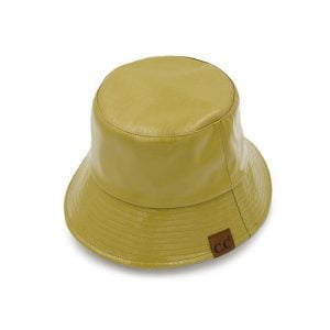 C.C BK-4038 – Vegan Leather Shiny Bucket Hat (Lt. Olive)