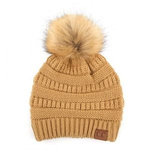 HAT 43 CAMEL 1 300x300 - C.C Beanie – Cable Knitted with Faux Fur Pom – Camel