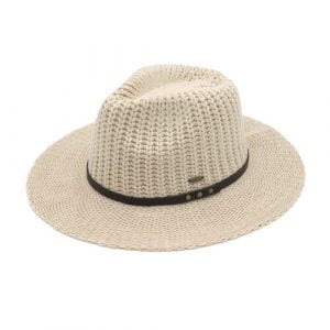 C.C KP-016 – Knit Panama Hat with Leather Band (Beige)