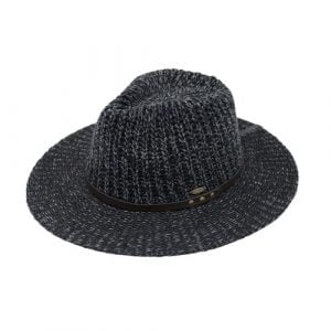 C.C KP-016 – Knit Panama Hat with Leather Band (Black)