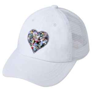 heart stone embellished cap – White