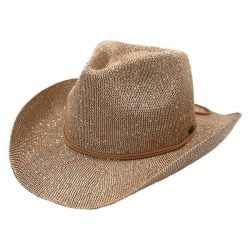 C.C CBC-03 – Sequin Cowboy Hat with Suede Trim (Beige/Gold)