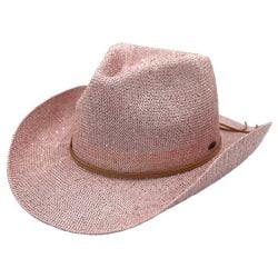 C.C CBC-03 – Sequin Cowboy Hat with Suede Trim (Rose)