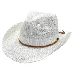 C.C CBC-03 – Sequin Cowboy Hat with Suede Trim (White)
