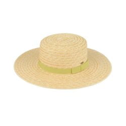 boater sunhat w GG band – Natural-Lime