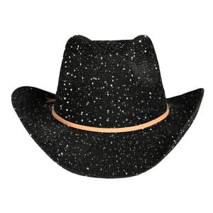 C.C CBC-03 – Sequin Cowboy Hat with Suede Trim (Black Silver)