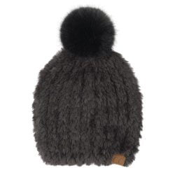 C.C HTE-0004 – Faux Fur Pom Beanie (Black)