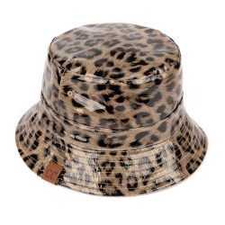 C.C BK-3695 – Reversible Shiny Rain Bucket Hat Leopard (Beige)