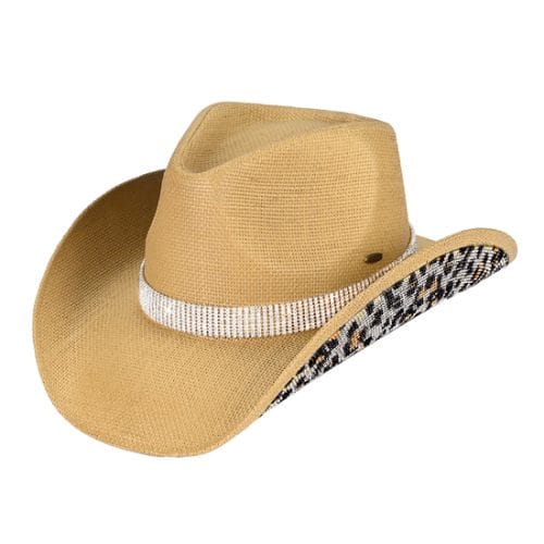 Modinno Collection CBC-0033 - Leopard and Rhinestone Under Brim Cowboy Hat