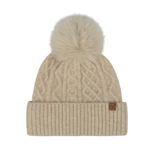 CC HTC-0037 Recycled Yarn Cable Knit Beanie