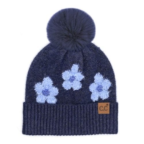 CC HTC-0079 Daisy Pattern Pom Beanie