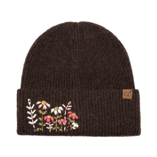 CC HTE-0166 Floral Embroidery Beanie