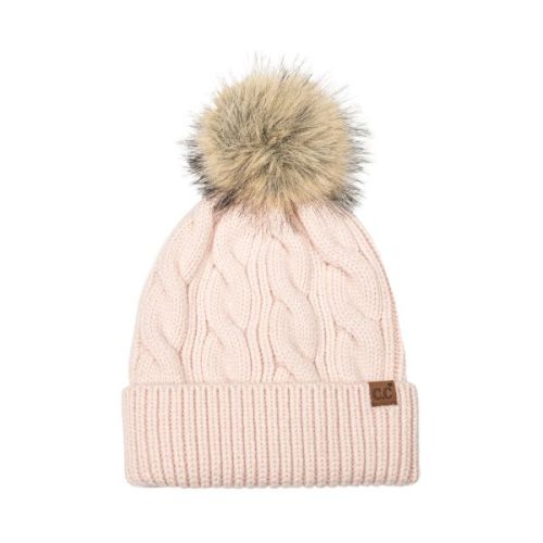 CC HTE-0171 Cable Knit Beanie, Satin Lined
